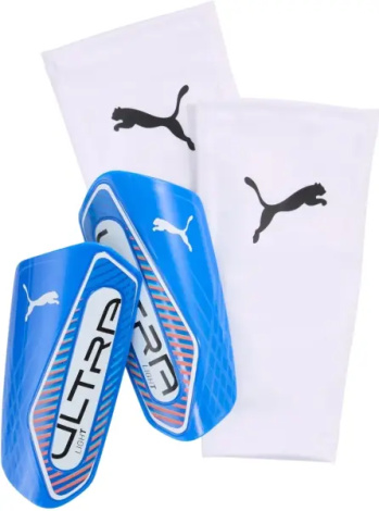 Щитки футбольные Puma ULTRA LIGHT SLEEVE голубо-белые 030989-04