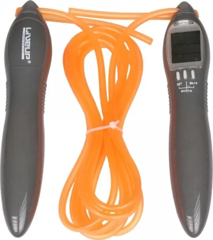 Скакалка з електронним лічильником LiveUp ELECTRONIC JUMP ROPE оранжево-сіра 275 см LS3123