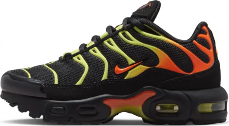 Кросівки дитячі Nike AIR MAX PLUS (PS) чорно-салатово-помаранчеві FZ0023-040