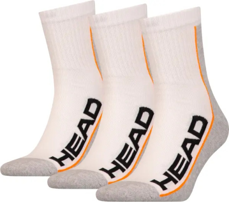 Носки Head STRIPE SHORT CREW 3-PACK бело-серо-оранжевые (3 пары) 781010001-062