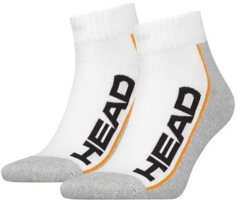 Носки Head STRIPE QUARTER 2-PACK бело-серо-оранжевые (2 пары) 781009001-062