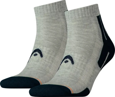 Носки Head PERFORMANCE QUARTER 2PPK UNISEX серо-темно-сине-оранжевые (2 пары) 741018001-650