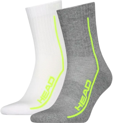 Носки Head ALL SPORTS PERFORMANCE SHORTCREW 2P бело-лаймовые, серо-лаймовые (2 пары) 701229021-004