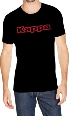 Футболка Kappa T-SHIRT MEZZA MANICA GIROCOLLO CON STAMPA LOGO PET черная K1335 Nero