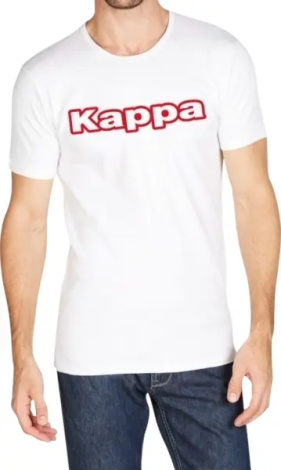 Футболка Kappa T-SHIRT MEZZA MANICA GIROCOLLO CON STAMPA LOGO PET белая K1335 Bianco