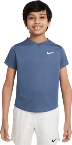 Футболка для тенісу підліткова Nike COURT DRI-FIT VICTORY синя CV7565-493