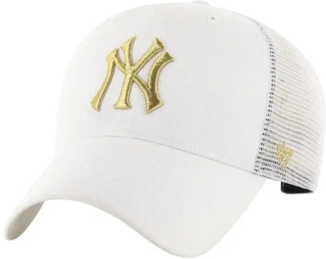Кепка 47 Brand NEW YORK YANKEES BRANSON MESH METALLIC бело-золотая B-BRMTL17CTP-WH