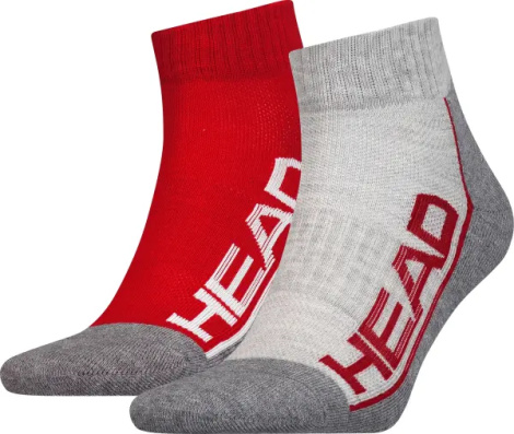 Носки Head PERFORMANCE QUARTER 2P UNISEX красно-серые, светло-серо-серые (2 пары) 791019001-070