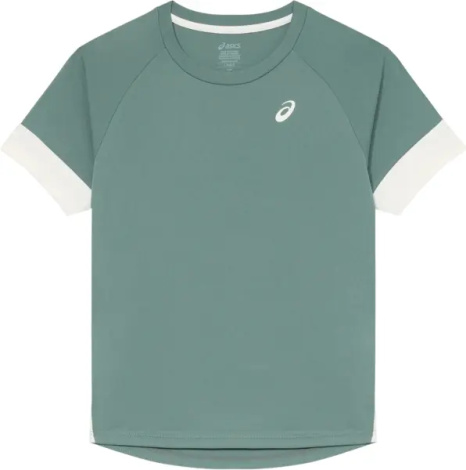 Футболка для тенісу дитяча Asics GIRLS TENNIS SS TOP зелено-молочна 2044A045-400