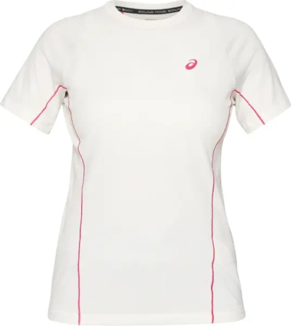 Футболка для тенниса женская Asics GAME ALL OVER PRINT SS TOP бежево-розовая 2042A385-100