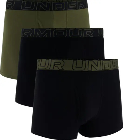 Трусы (боксерки) Under Armour PERFORMANCE COTTON 3IN 3-PACK BOXERJOCK черные, оливковые (3 штуки) 1383891-005