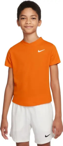 Футболка для тенниса подростковая Nike COURT DRI-FIT VICTORY оранжевая CV7565-834