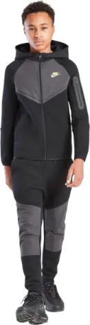 Спортивний костюм підлітковий Nike SPORTSWEAR TECH FLEECE чорно-темно-сіро-жовтий IO1285-010__IO1286-010
