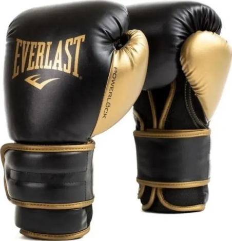 Перчатки боксерские Everlast POWERLOCK 2R TRAINING GLOVES черно-золотые (14 унций) P00002664
