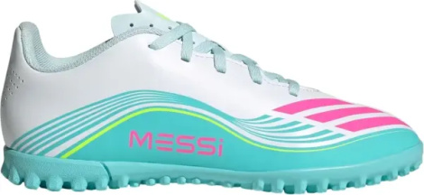 Сороконіжки (шиповки) дитячі Adidas F50 MESSI CLUB TF біло-бірюзово-рожеві JQ0949