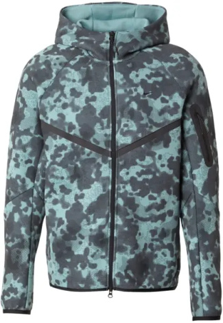 Толстовка Nike TECH FLEECE CAMO WINDRUNNER мятно-черный камуфляж HV0955-017