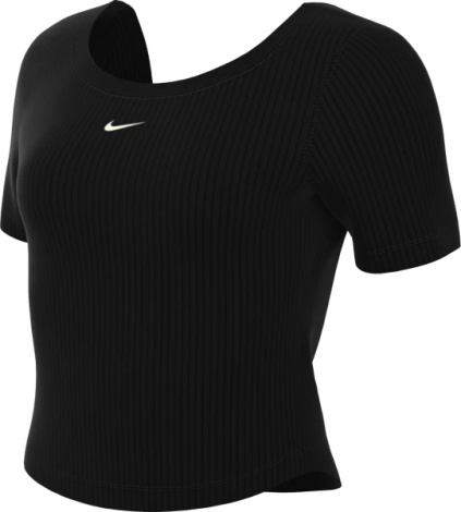 Футболка женская Nike W NSW NK CHLL KNT MRIB SS TOP черная FN3664-010