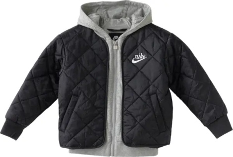 Куртка дитяча Nike FLEECE HOODED QUILT чорно-сіра 86N071-023