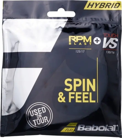 Струна для ракеток для тенісу Babolat HYBRID RPM BLAST 1,25MM + TOUCH VS 1,30MM чорна (2 по 6 метрів) 281037-105