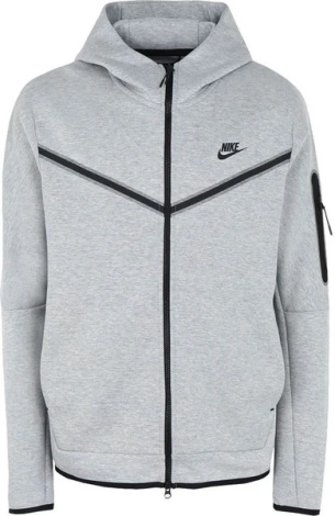 Толстовка Nike NSW TCH FLC HOODIE FZ WR серая CU4489-063