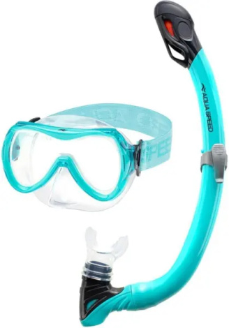 Набор для плавания (маска и трубка) детский Aqua Speed ALIZE FS + SAMOS бирюзовый 621-04