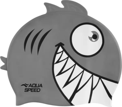 Шапочка для плавания детская Aqua Speed ZOO PIRANA серо-белая 246-26