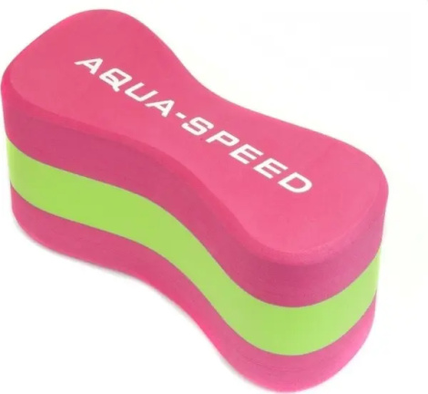 Доска для плавания детская Aqua Speed JUNIOR 3 LAYERS PULLBUOY розово-салатовая 149-03