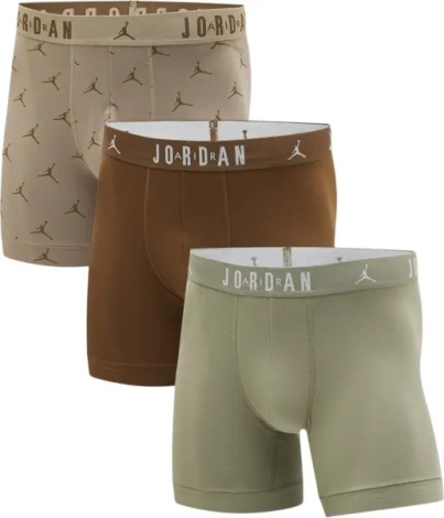 Трусы (боксерки) Nike JORDAN FLIGHT COTTON ESSENTIALS BOXER BRIEFS хаки, светло-коричневые, коричневые (3 штуки) JM0839-X0L