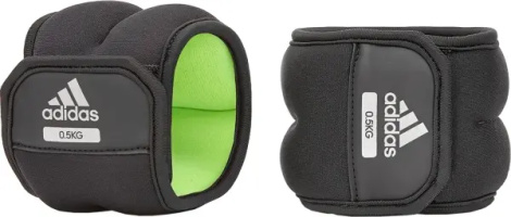 Обважнювачі для щиколотки/зап'ястя Adidas ANKLE/WRIST WEIGHTS чорно-салатові (2 х 0.5 кг) ADWT-12320-NL