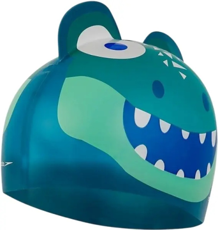 Шапочка для плавання дитяча Speedo CROC PRT CHARACTER CAP IU темно-зелено-темно-бірюзово-темно-синя 8-12240D680