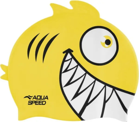 Шапочка для плавания детская Aqua Speed ZOO PIRANA желто-белая 246-18