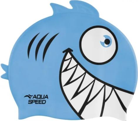 Шапочка для плавания детская Aqua Speed ZOO PIRANA голубо-белая 246-02
