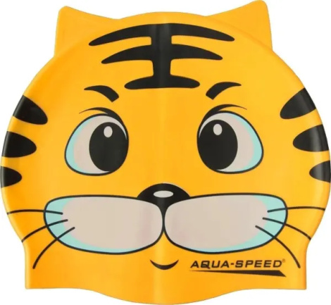 Шапочка для плавания детская Aqua Speed ZOO CAT желто-черно-белая 115-cat