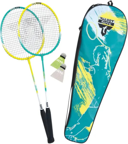 Набор для бадминтона Talbot BADMINTON SET 2-FIGHTER (2 ракетки, 2 волана и чехол) бирюзово-желтый 449412