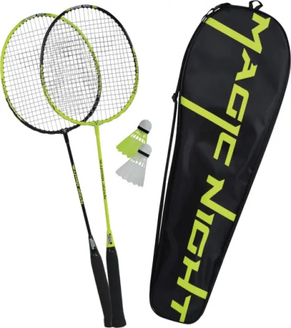Набір для бадмінтону Talbot BADMINTON SET MAGIC NIGHT LED (2 ракетки, 2 волана та чохол) жовто-чорний 449405