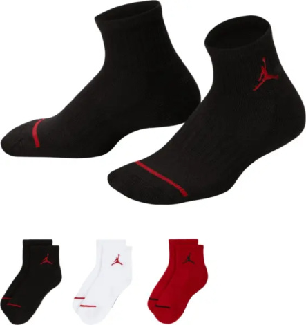Шкарпетки дитячі Nike JORDAN JUMPMAN QUARTER червоні, білі, чорні (3 пари) UJ0009-R78