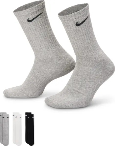 Носки утепленные Nike EVERYDAY CUSHIONED TRAINING CREW SOCKS 6P белые, серые, черные (6 пар) SX7666-964