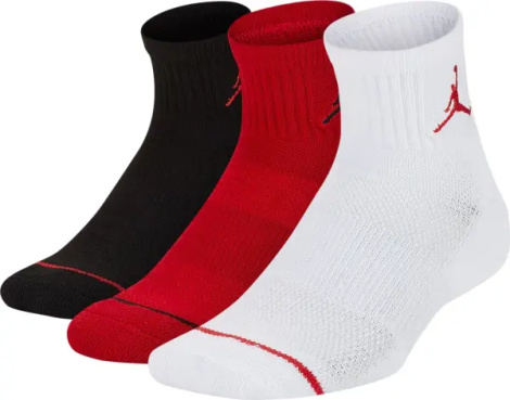 Шкарпетки дитячі Nike JORDAN JUMPMAN QUARTER червоні, білі, чорні (3 пари) RJ0009-R78