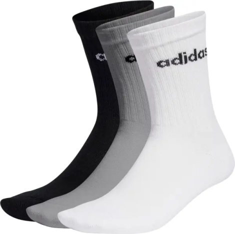 Носки Adidas LINEAR CREW CUSHIONED 3P белые, серые, черные (3 пары) IC1302
