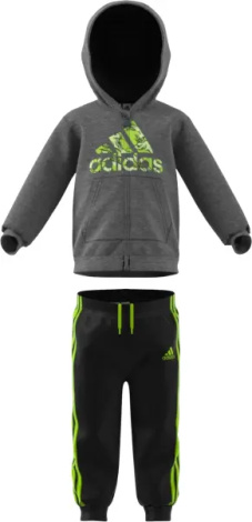 Спортивный костюм детский Adidas SPORTSWEAR серо-черно-салатовый GK1652