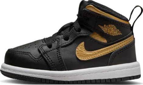 Кроссовки детские Nike JORDAN 1 MID (TD) черно-золотые DQ8425-071