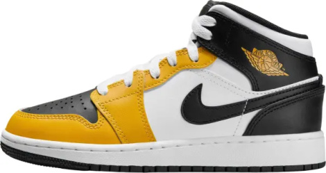 Кроссовки подростковые Nike AIR JORDAN 1 MID (GS) желто-бело-черные DQ8423-701