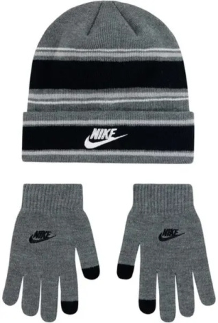 Зимовий набір аксесуарів підлітковий Nike MULTI STRIPE сіро-чорний 9A3047-GOR