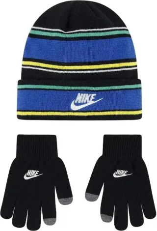 Зимний набор аксессуаров подростковый Nike MULTI STRIPE черно-сине-желтый 9A3047-023