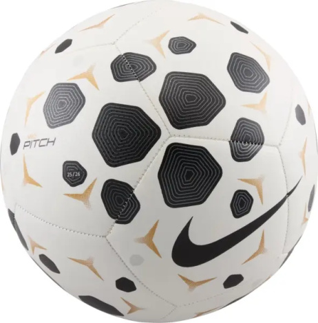 Футбольный мяч Nike PITCH бело-черно-золотой Размер 3 HV6249-100