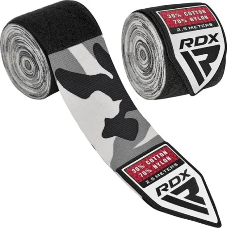 Бинти боксерські дитячі RDX HAND WRAPS сіро-чорний камуфляж (2.5 м) HWJ-CG
