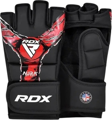 Рукавички MMA RDX GRAPPLING GLOVES NEW AURA F17 чорно-червоні GGR-F17BR