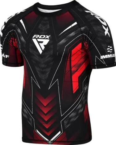 Футболка компресійна RDX COMPRESSION SHIRT HALF SLEEVES IMMAF-1 чорно-червона CSH-IMF-1R