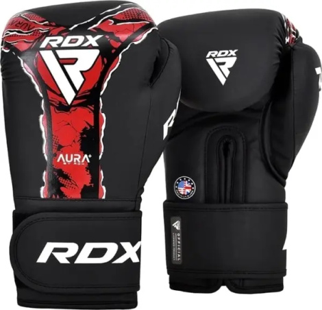 Рукавички боксерські RDX BOXING GLOVES NEW AURA F17 чорно-червоні BGR-F17BR