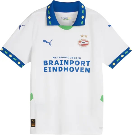 Футболка подростковая Puma PSV REPLICA (ПСВ) резервная бело-сине-зеленая 775166-03